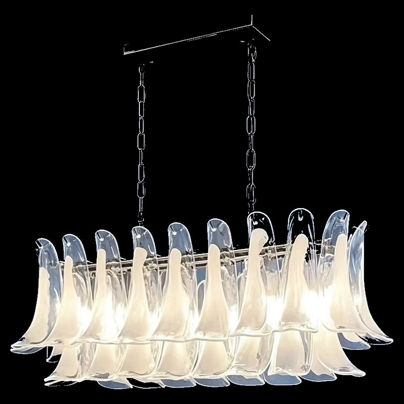 Linear Clear Glass Petal Chandelier